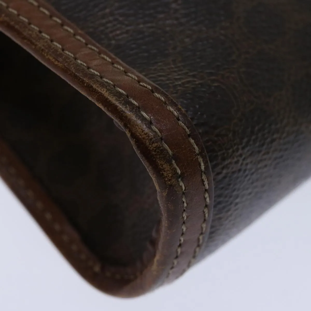 CELINE Macadam Canvas Clutch Bag PVC Brown Auth bs12948