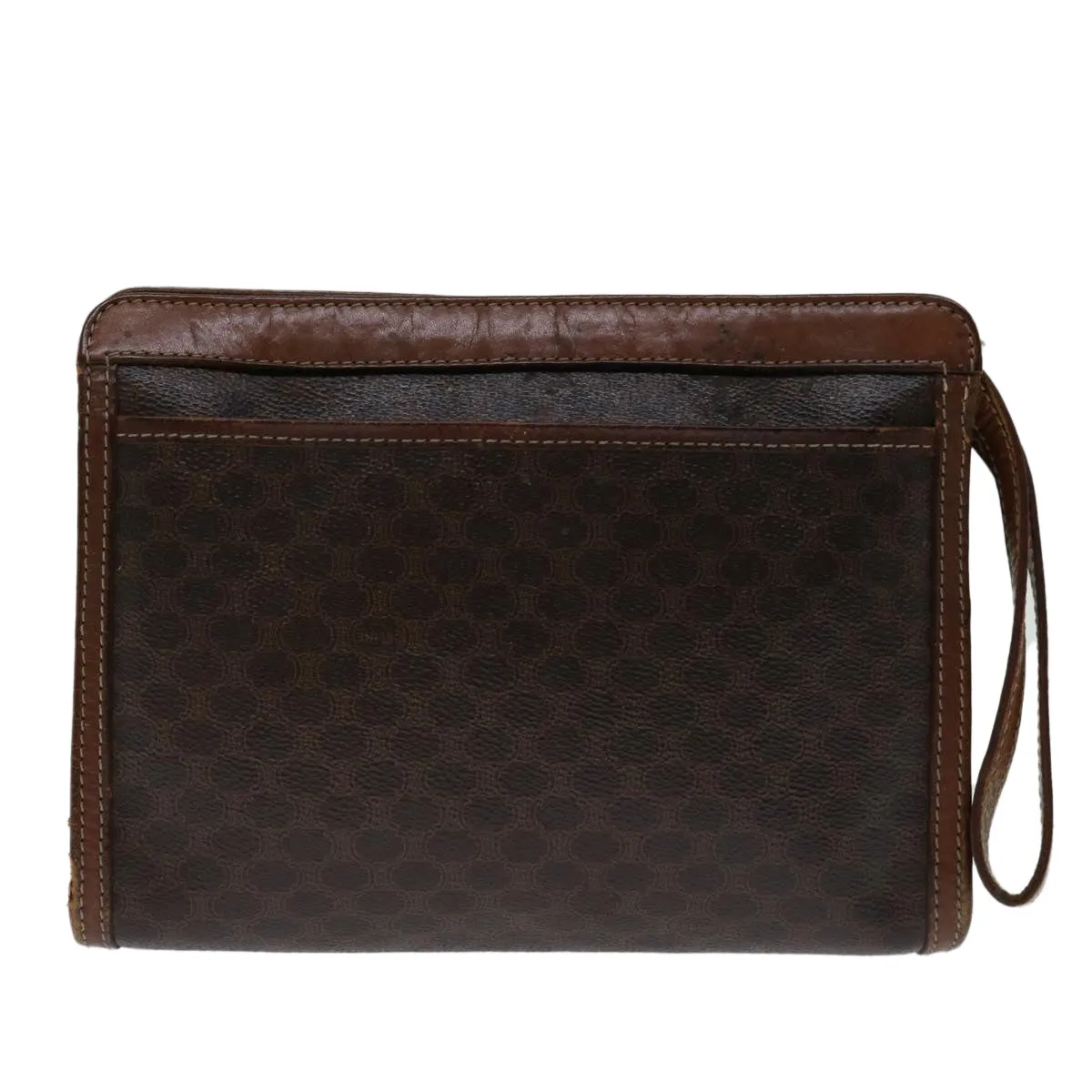 CELINE Macadam Canvas Clutch Bag PVC Brown Auth bs12948