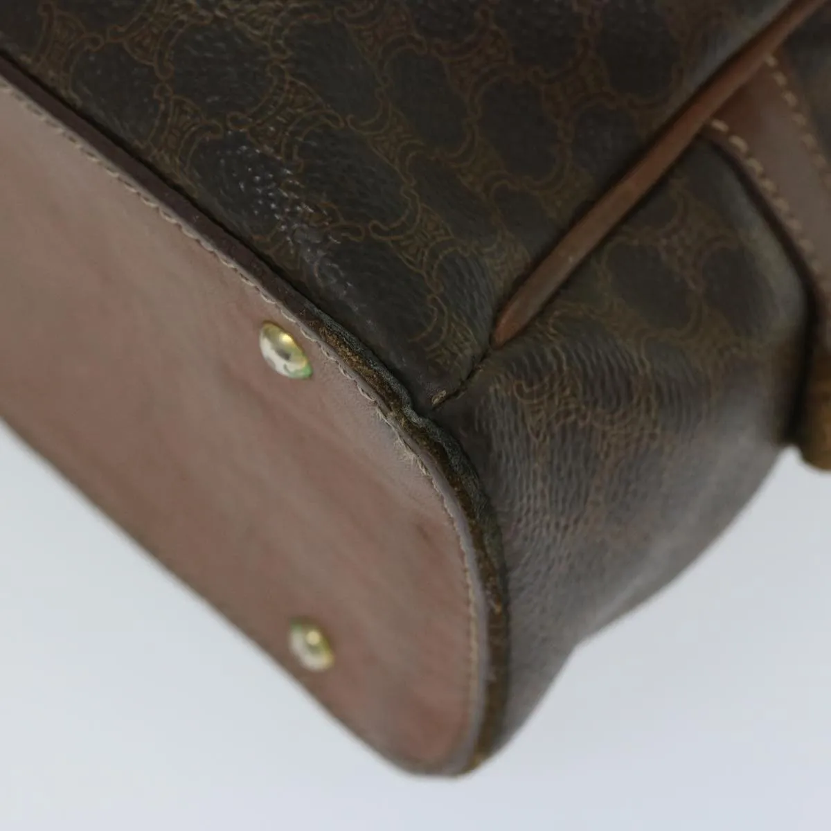 CELINE Macadam Canvas Hand Bag PVC Brown Auth 68231