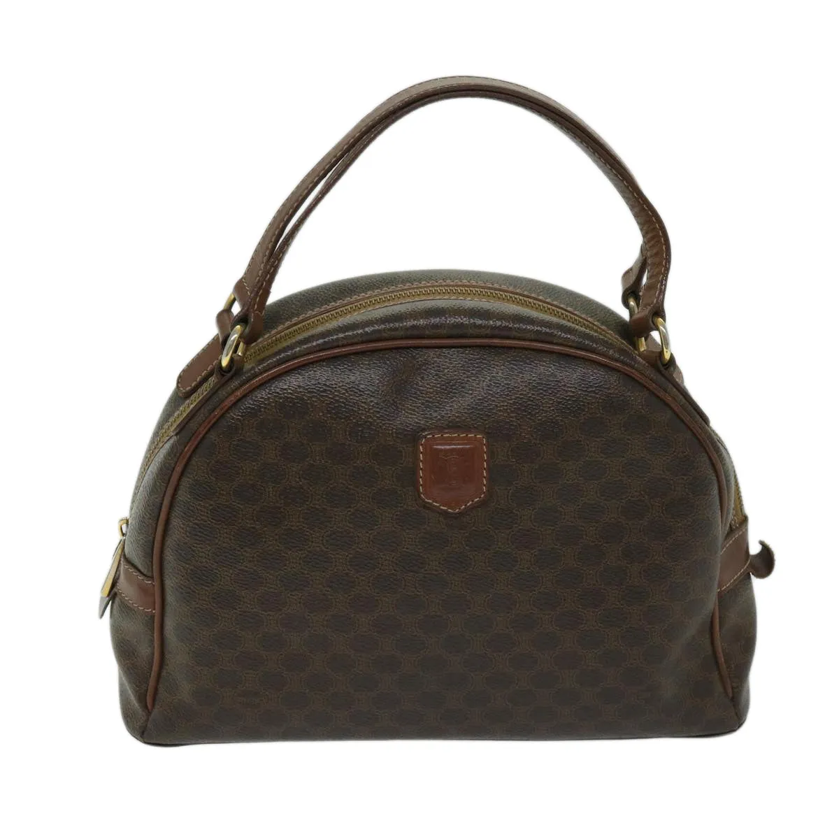 CELINE Macadam Canvas Hand Bag PVC Brown Auth 68231
