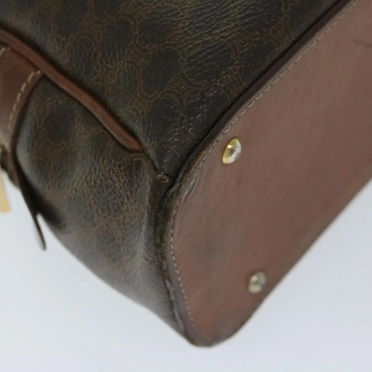 CELINE Macadam Canvas Hand Bag PVC Brown Auth 68231