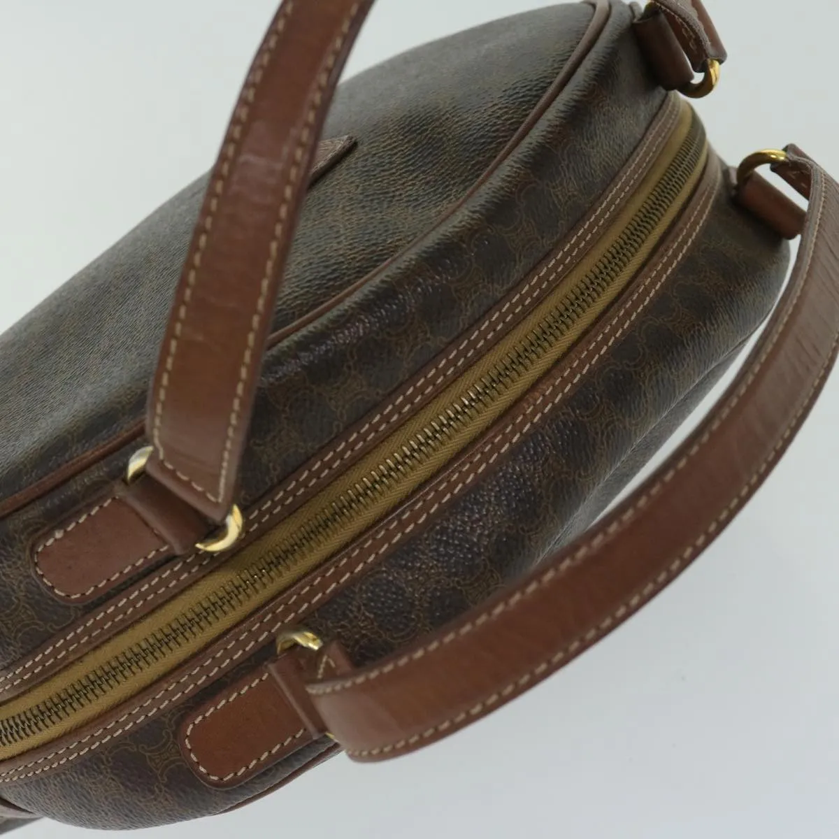 CELINE Macadam Canvas Hand Bag PVC Brown Auth 68231