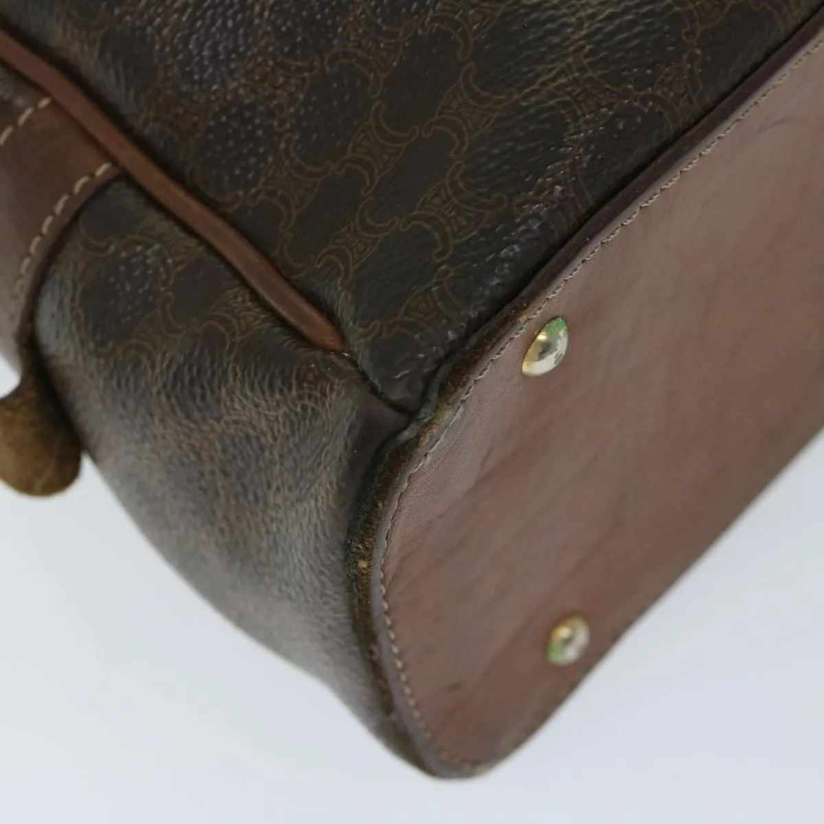 CELINE Macadam Canvas Hand Bag PVC Brown Auth 68231