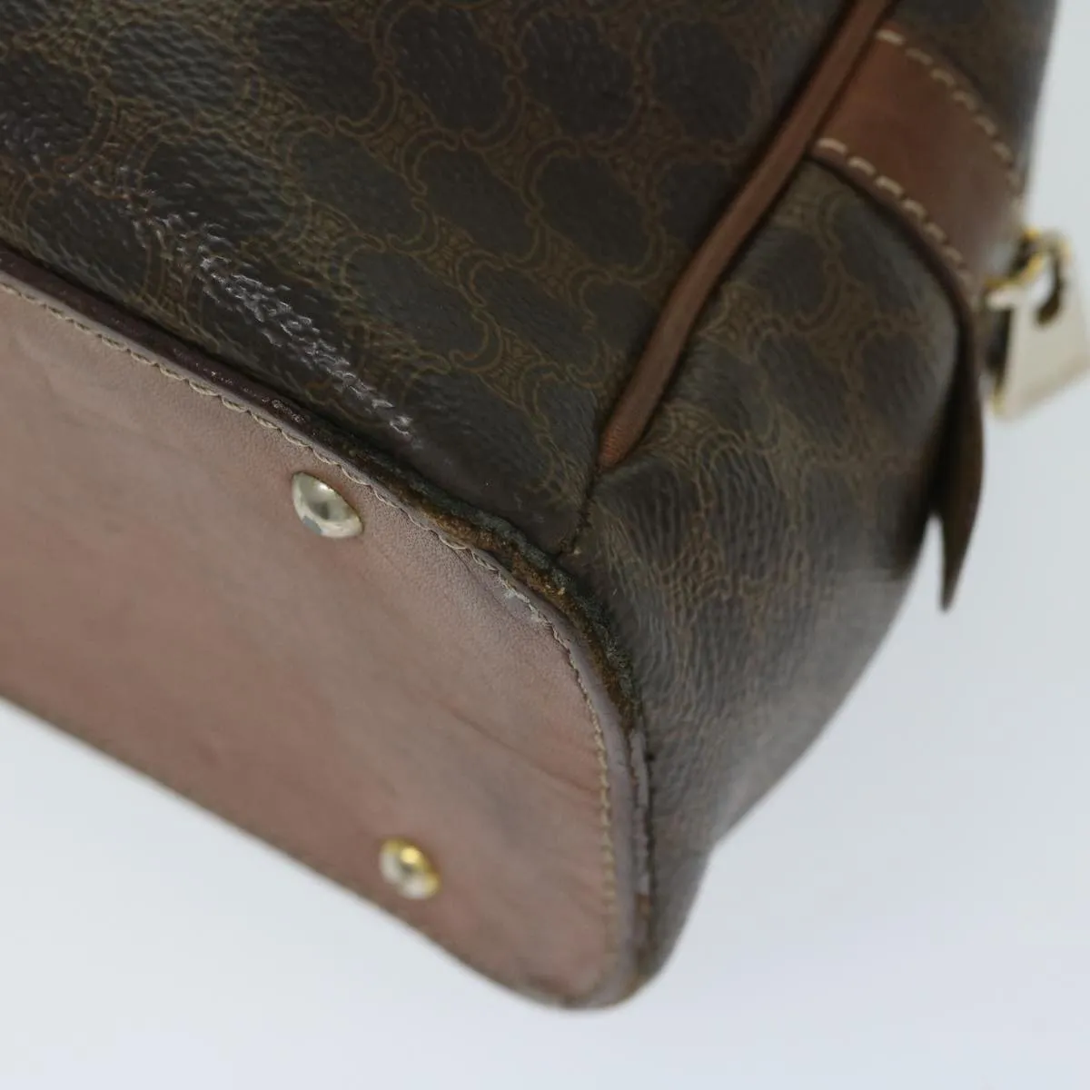 CELINE Macadam Canvas Hand Bag PVC Brown Auth 68231
