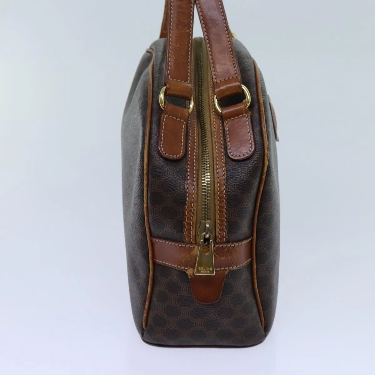 CELINE Macadam Canvas Hand Bag PVC Brown Auth 71537