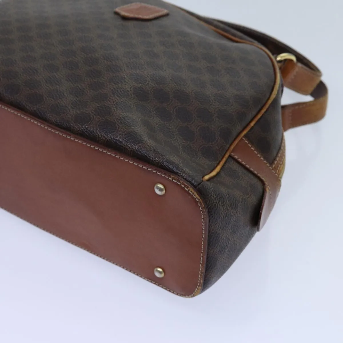CELINE Macadam Canvas Hand Bag PVC Brown Auth 71537