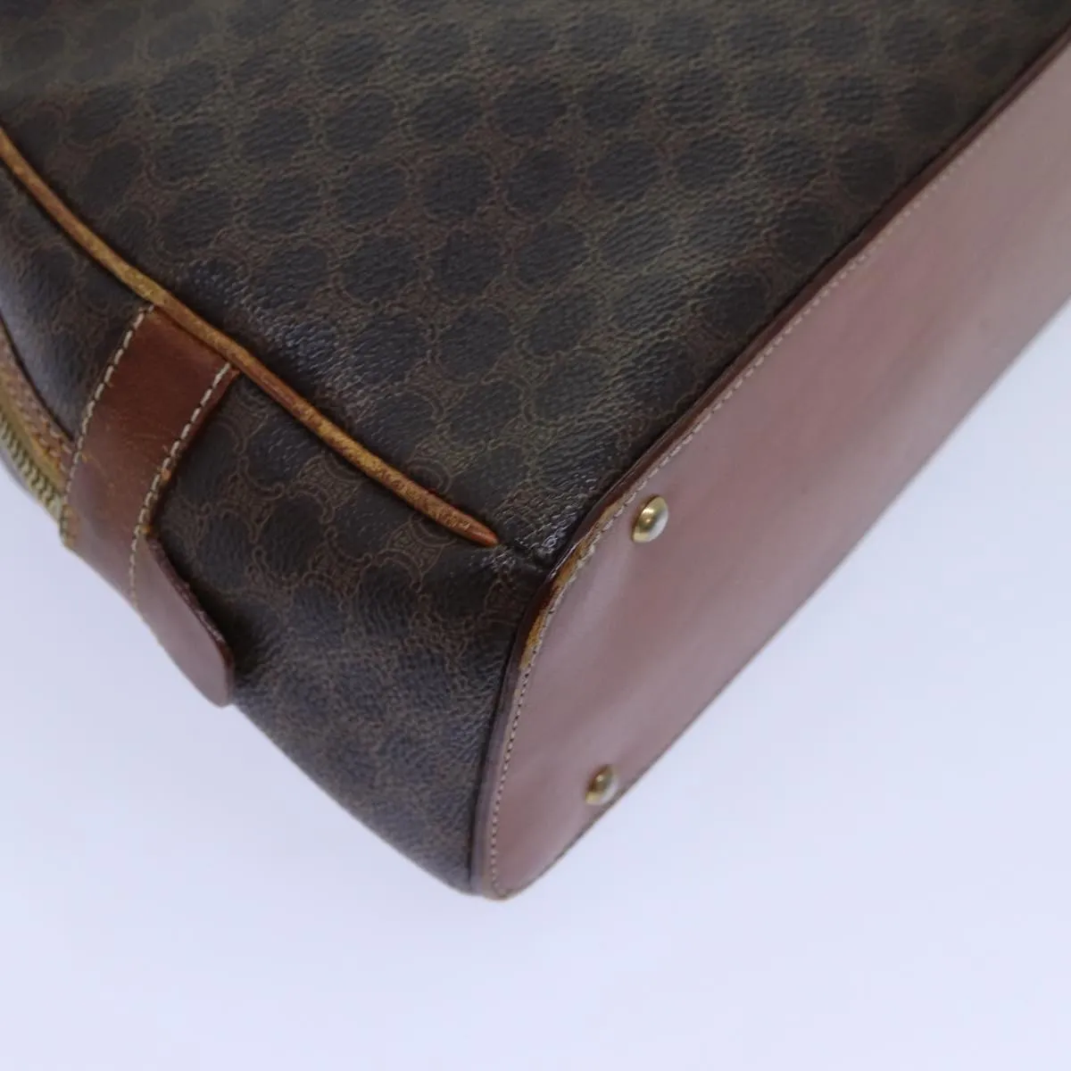 CELINE Macadam Canvas Hand Bag PVC Brown Auth 71537