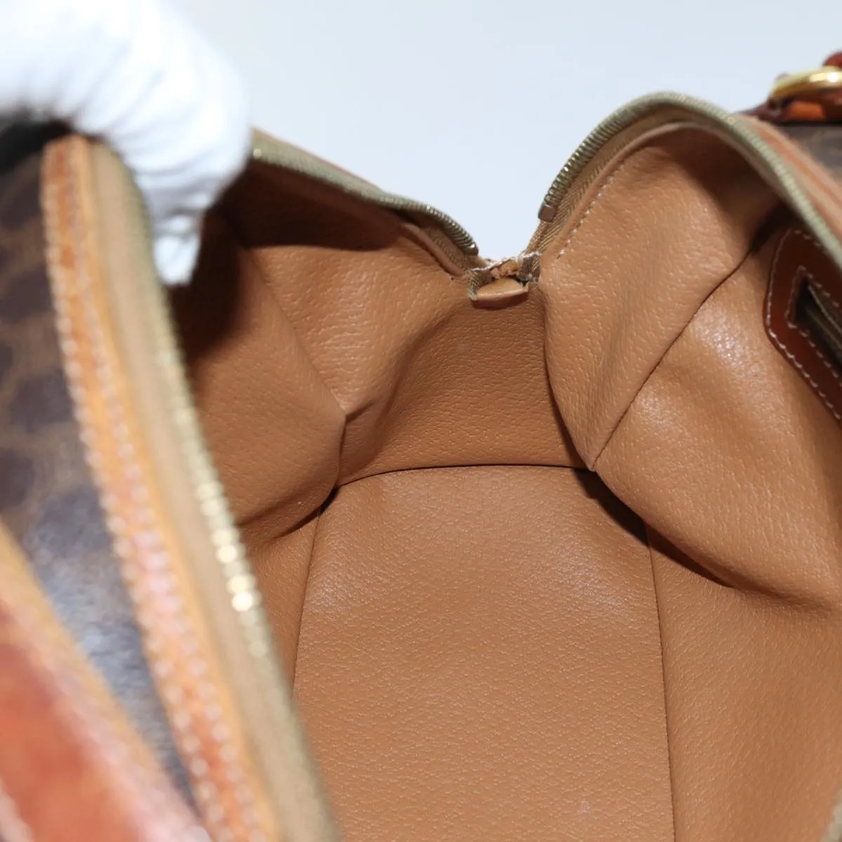 CELINE Macadam Canvas Hand Bag PVC Brown Auth 71537
