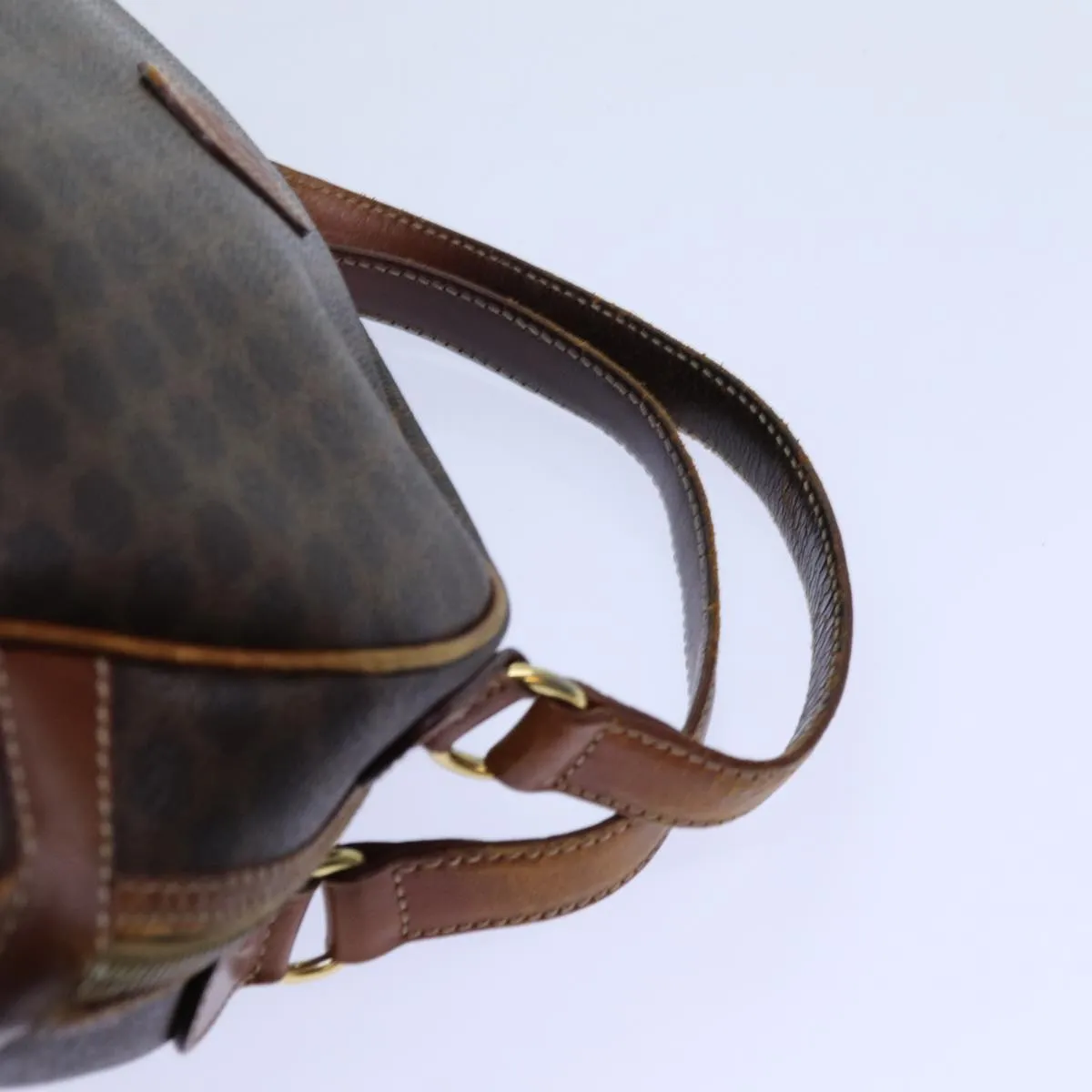 CELINE Macadam Canvas Hand Bag PVC Brown Auth 71537