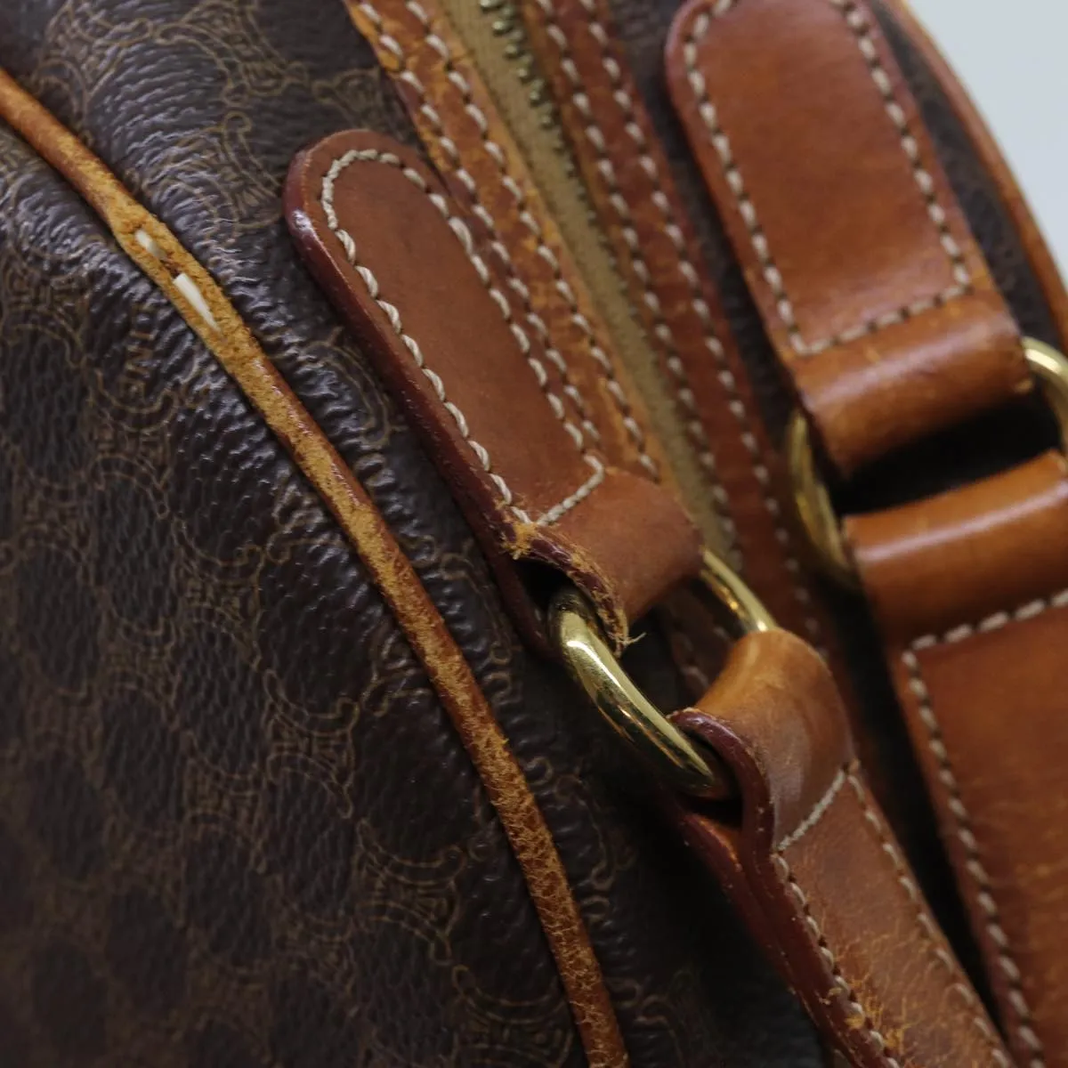CELINE Macadam Canvas Hand Bag PVC Brown Auth 71537