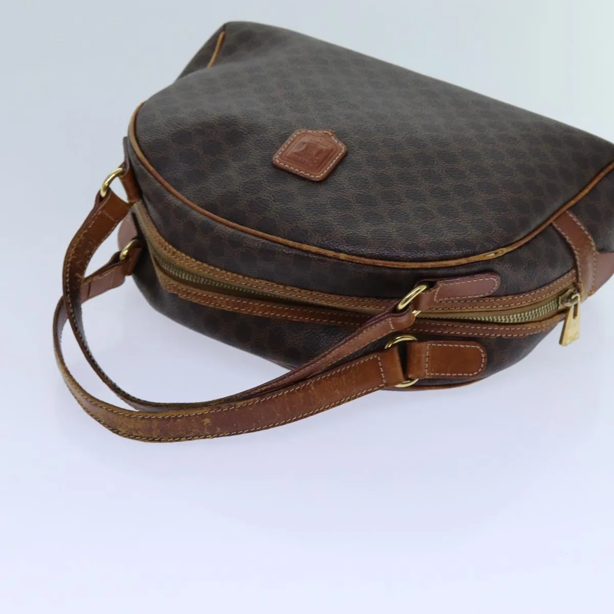 CELINE Macadam Canvas Hand Bag PVC Brown Auth 71537