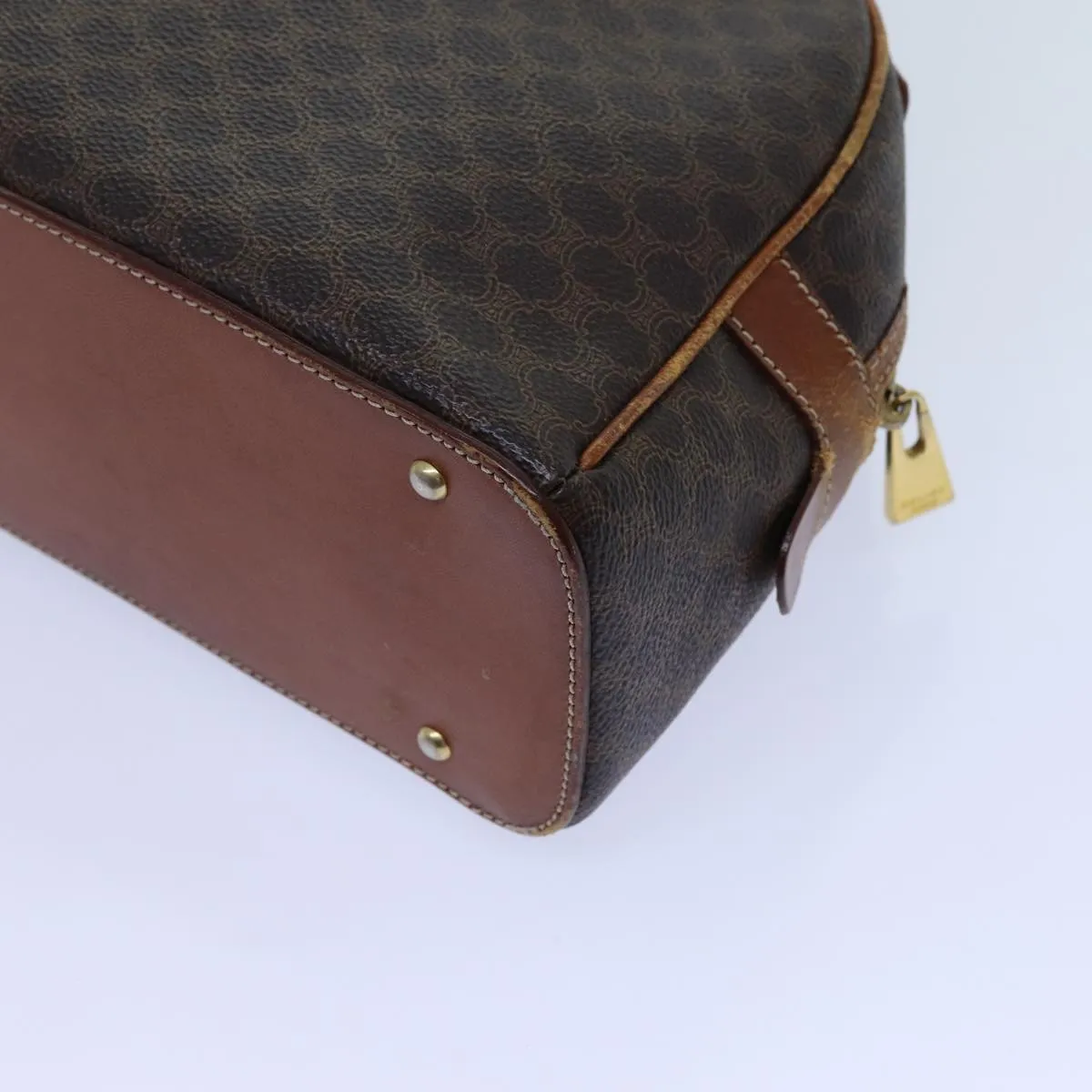 CELINE Macadam Canvas Hand Bag PVC Brown Auth 71537
