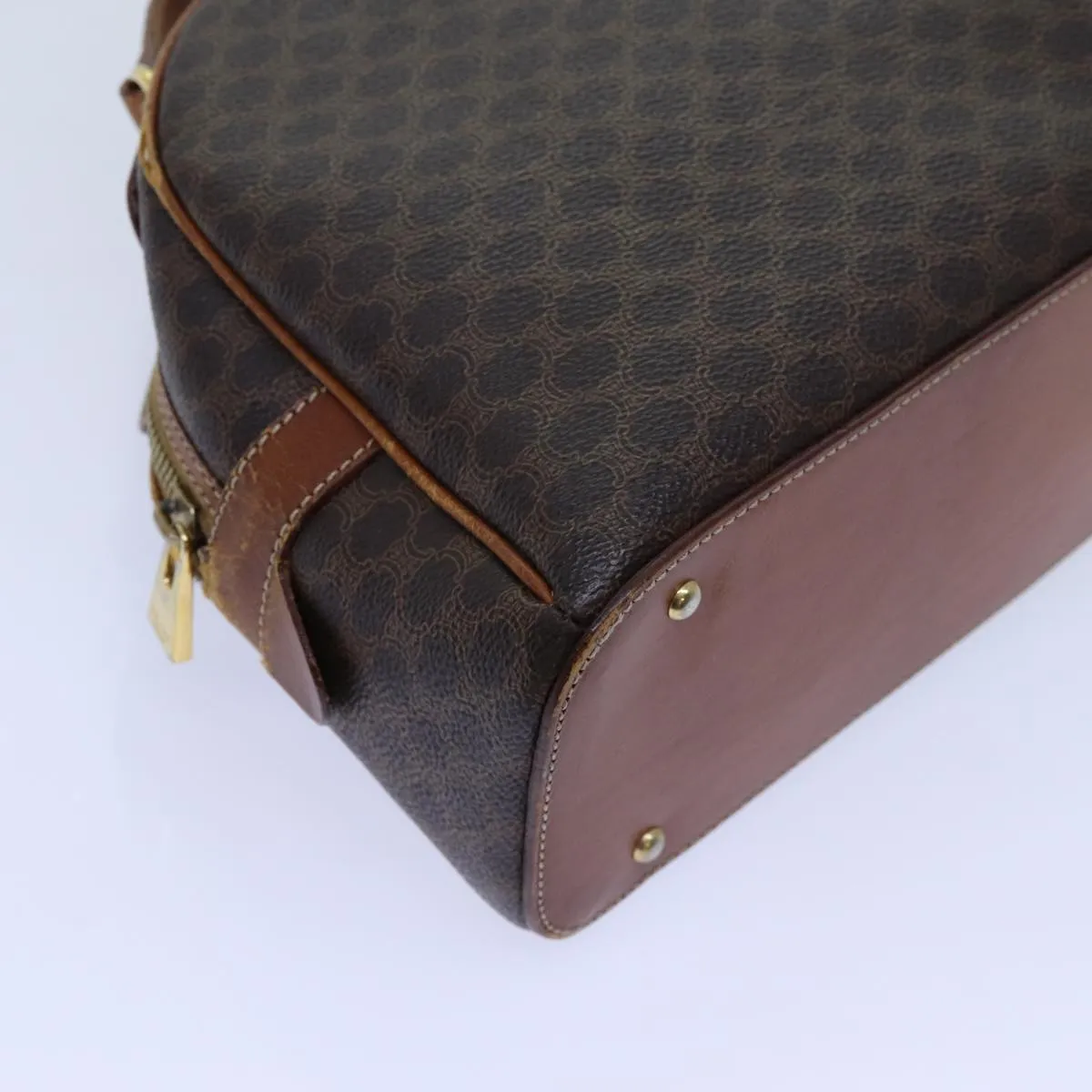 CELINE Macadam Canvas Hand Bag PVC Brown Auth 71537