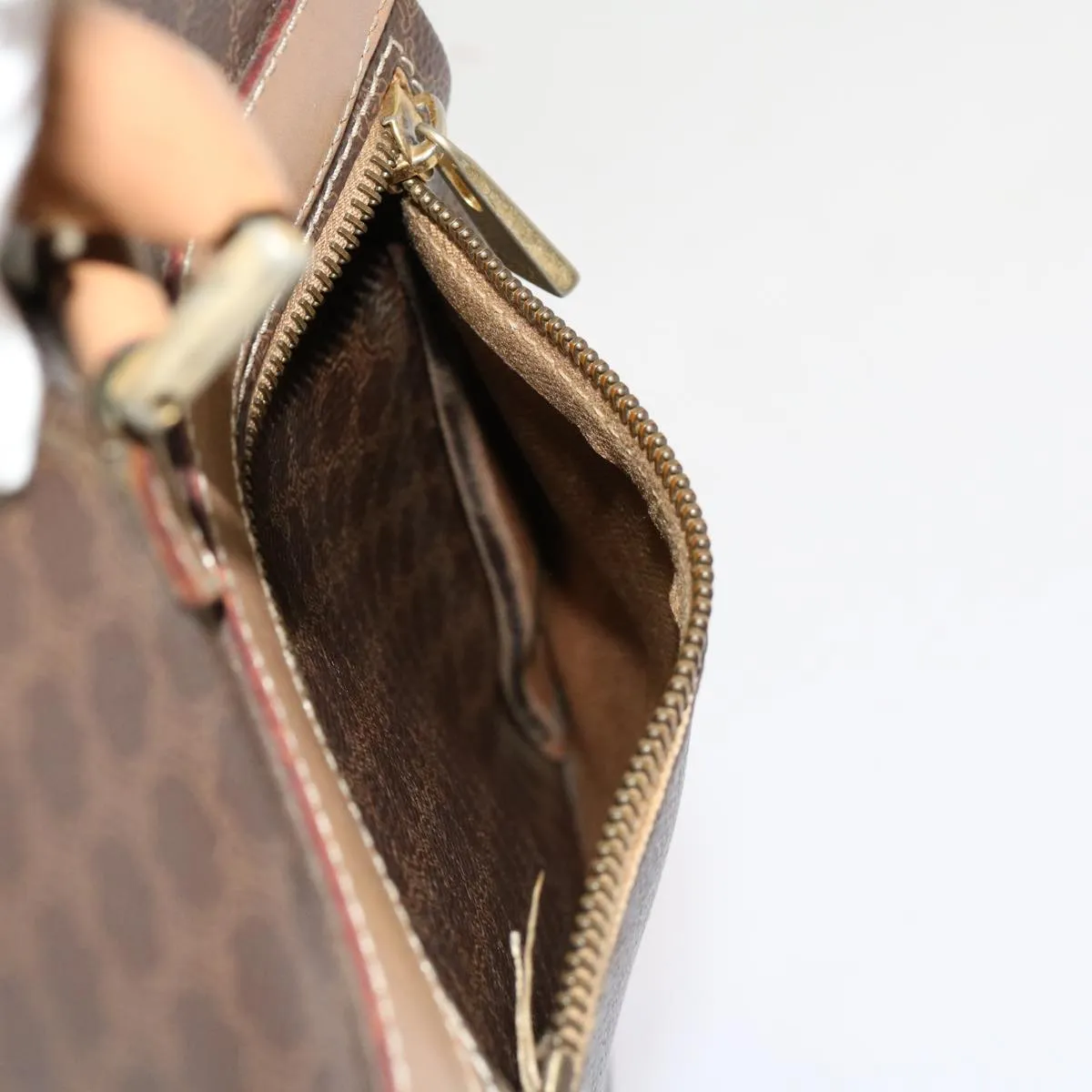 CELINE Macadam Canvas Hand Bag PVC Brown Auth bs13120