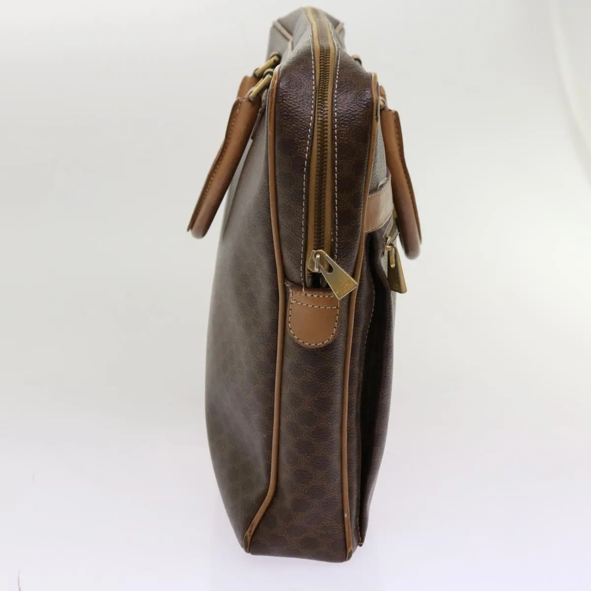 CELINE Macadam Canvas Hand Bag PVC Brown Auth bs13120