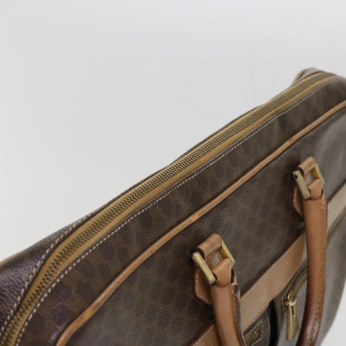 CELINE Macadam Canvas Hand Bag PVC Brown Auth bs13120