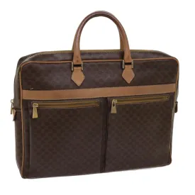 CELINE Macadam Canvas Hand Bag PVC Brown Auth bs13120