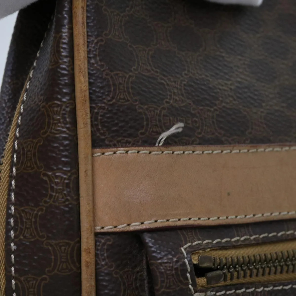 CELINE Macadam Canvas Hand Bag PVC Brown Auth bs13120
