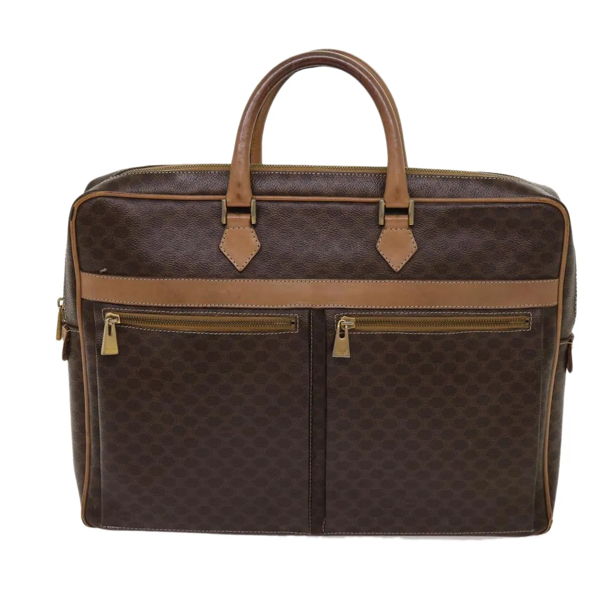 CELINE Macadam Canvas Hand Bag PVC Brown Auth bs13120