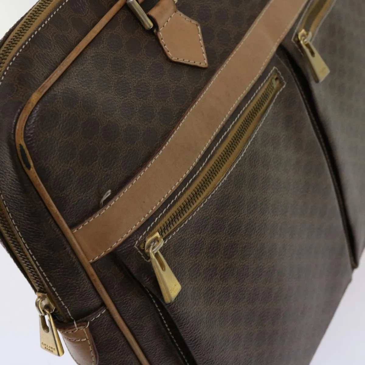 CELINE Macadam Canvas Hand Bag PVC Brown Auth bs13120