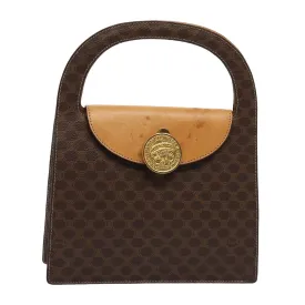 CELINE Macadam Canvas Hand Bag PVC Leather Brown Auth 82864