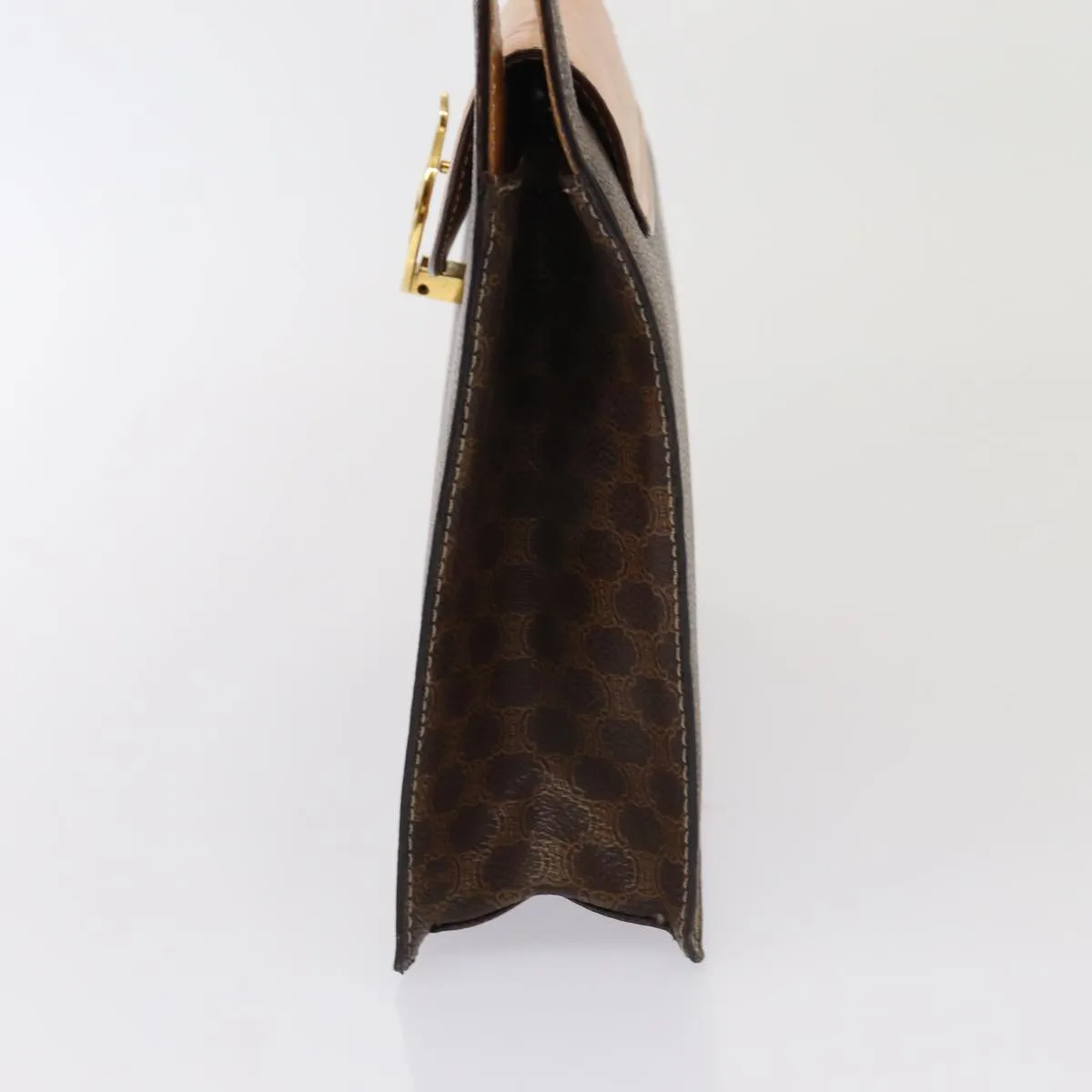 CELINE Macadam Canvas Hand Bag PVC Leather Brown Auth 82864