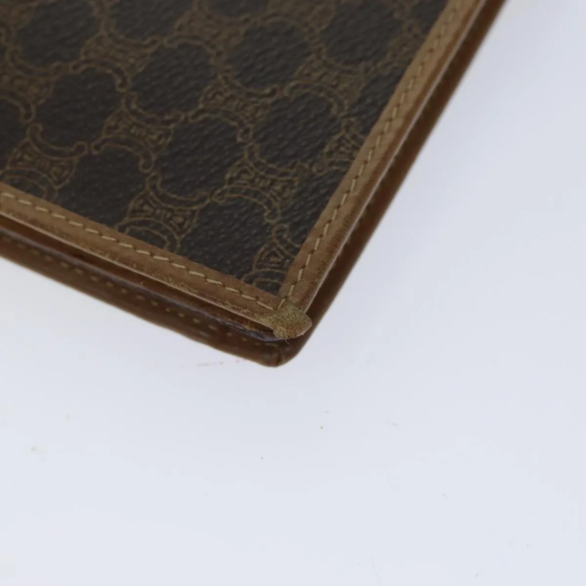 CELINE Macadam Canvas Long Wallet Leather Brown Auth 72095