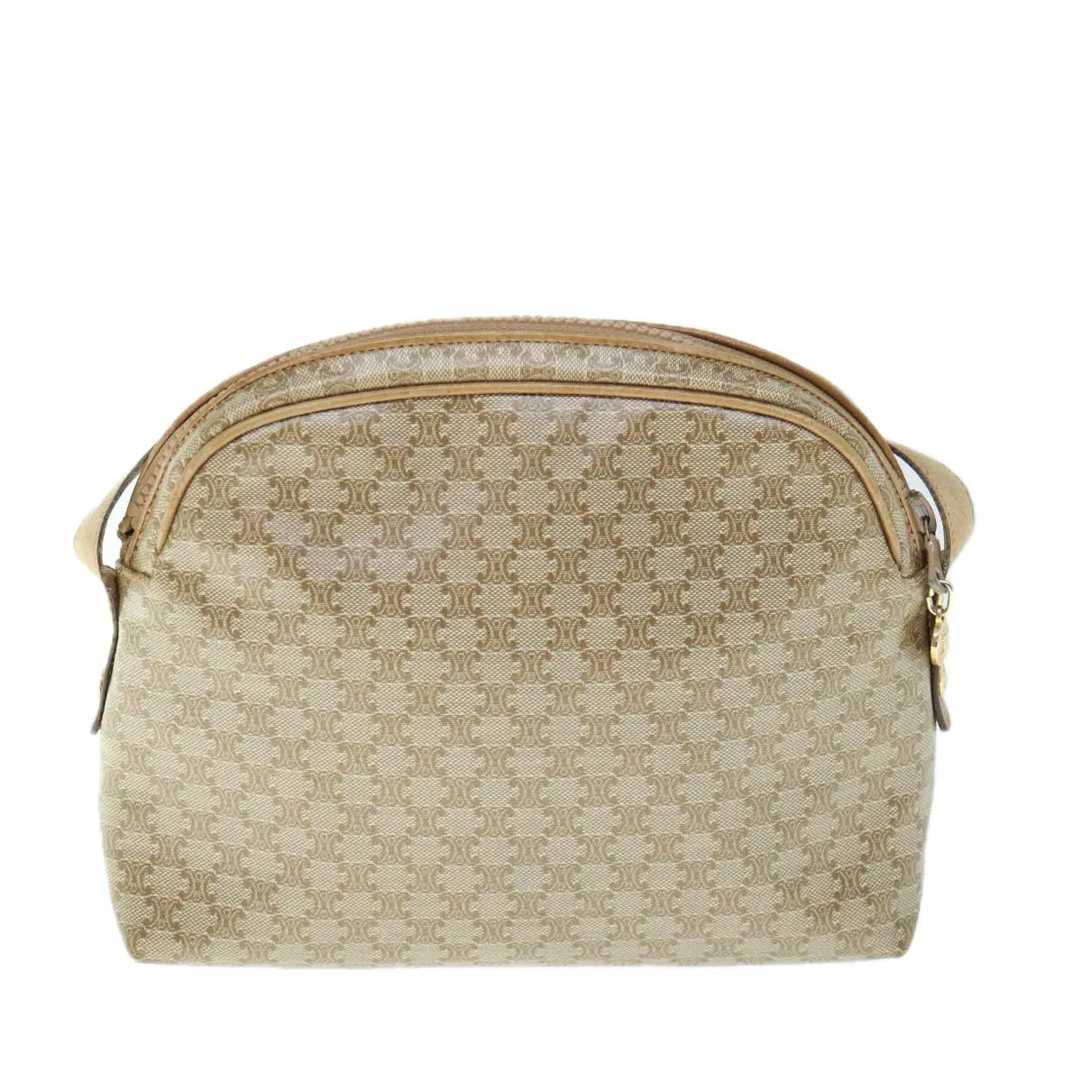 CELINE Macadam Canvas Shoulder Bag Beige Auth 60008