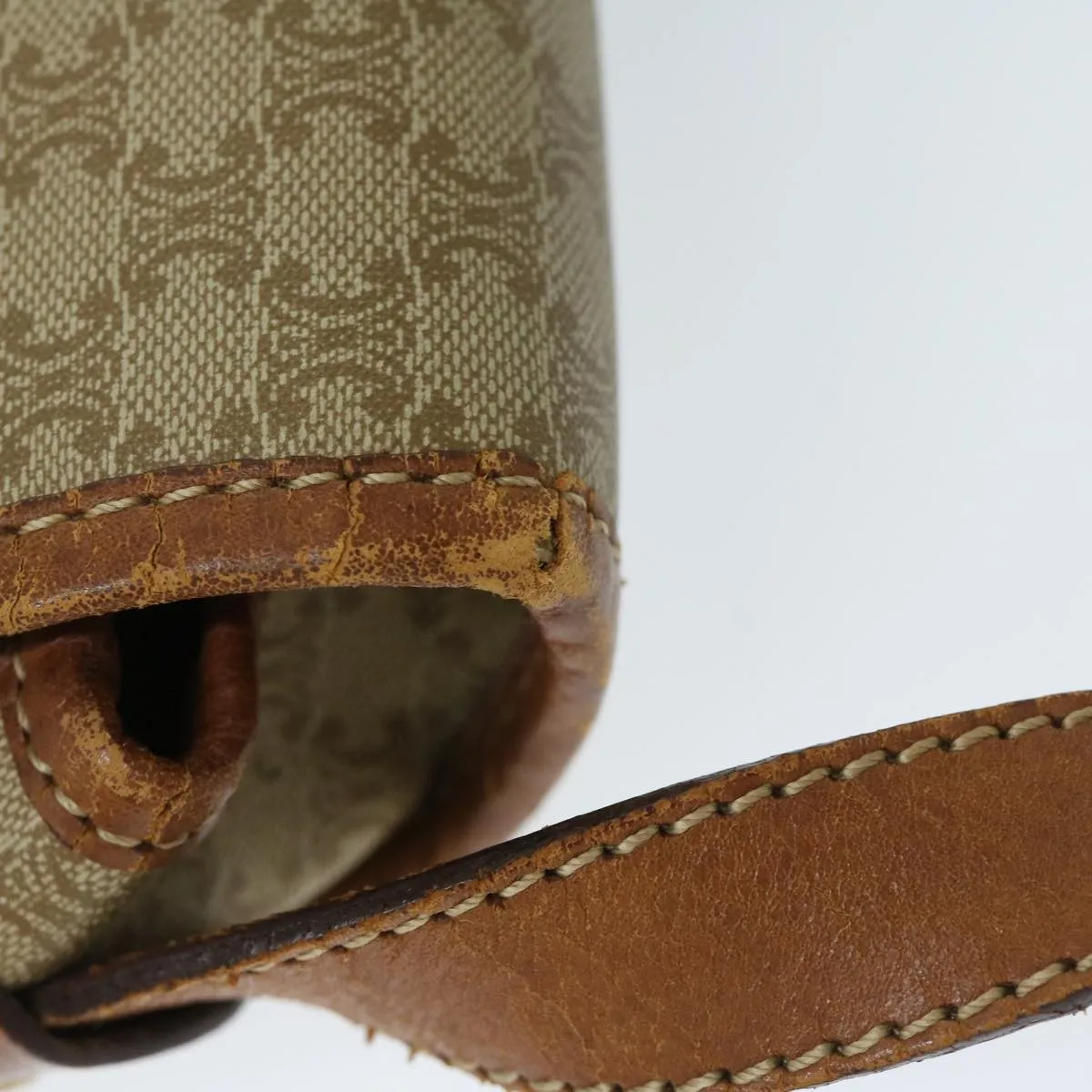 CELINE Macadam Canvas Shoulder Bag Beige Auth 68025