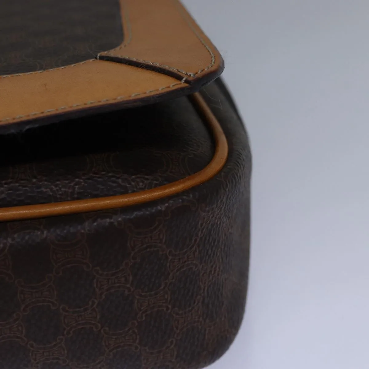 CELINE Macadam Canvas Shoulder Bag PVC Brown Auth mr169
