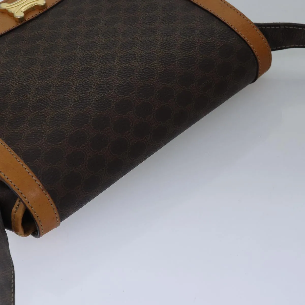 CELINE Macadam Canvas Shoulder Bag PVC Brown Auth mr169
