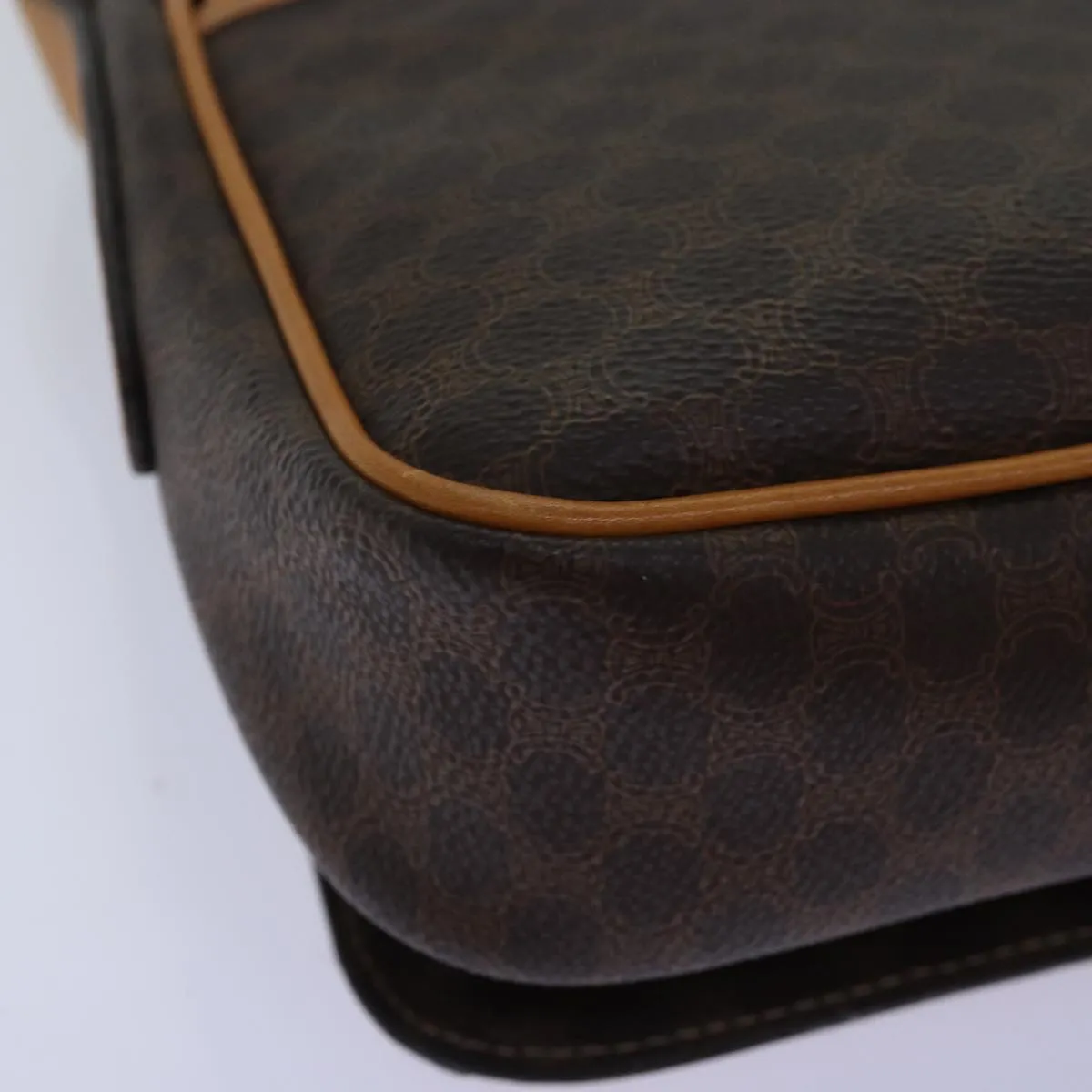 CELINE Macadam Canvas Shoulder Bag PVC Brown Auth mr169
