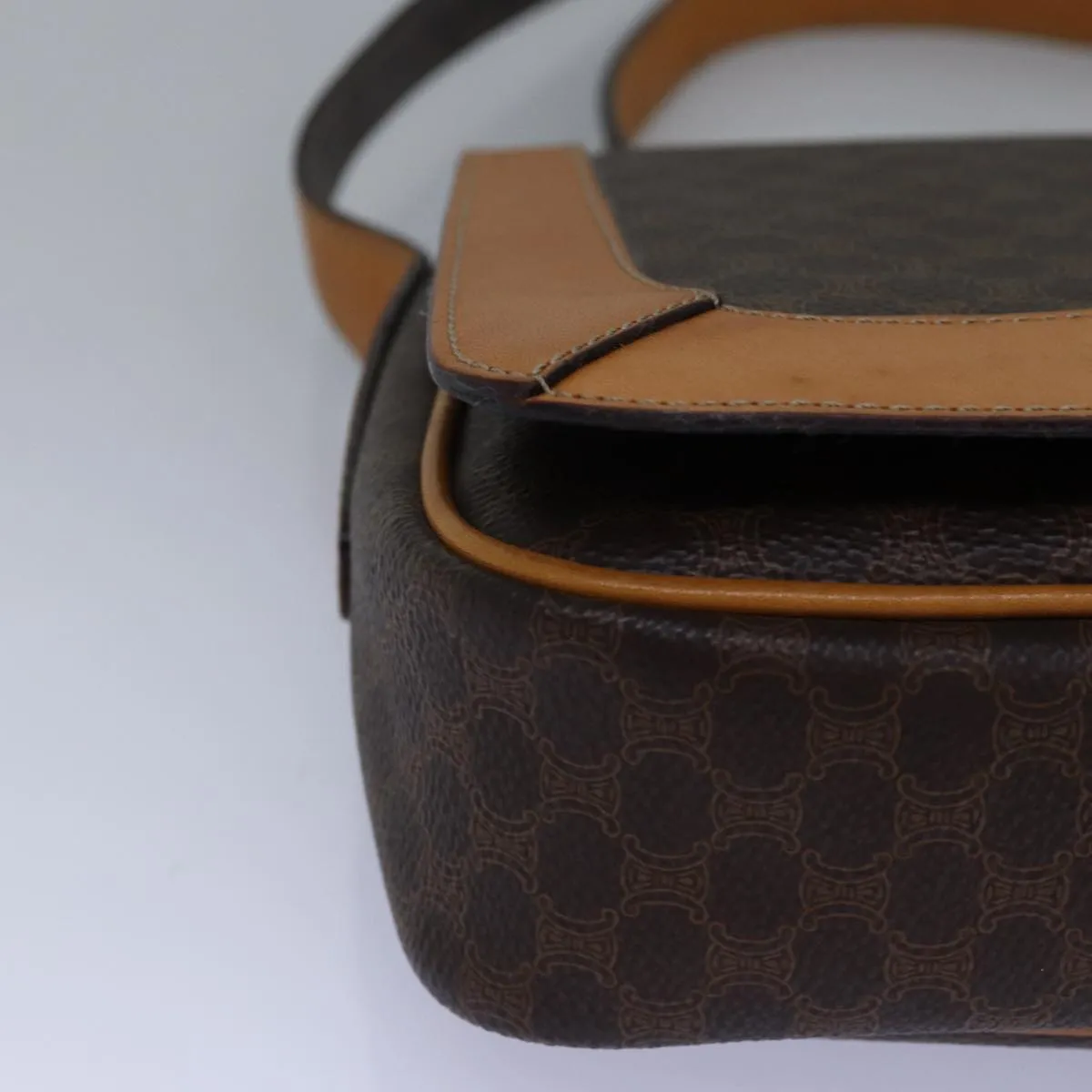 CELINE Macadam Canvas Shoulder Bag PVC Brown Auth mr169
