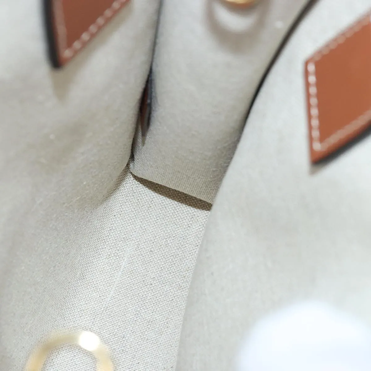 CELINE Mini Vertical Cabas Hand Bag Canvas 2way White Auth 82073