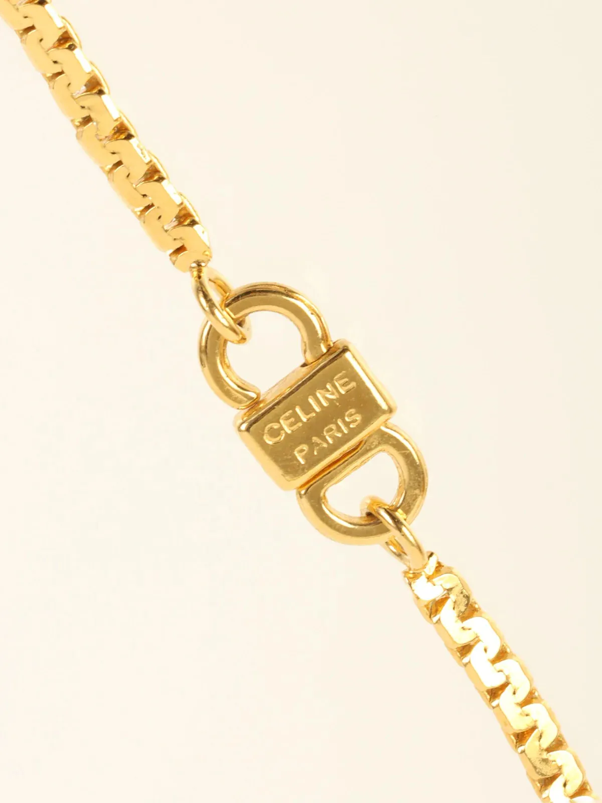 CELINE Rhinestone Chain Necklace Gold