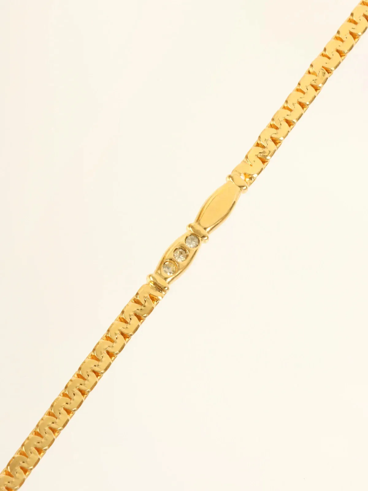 CELINE Rhinestone Chain Necklace Gold