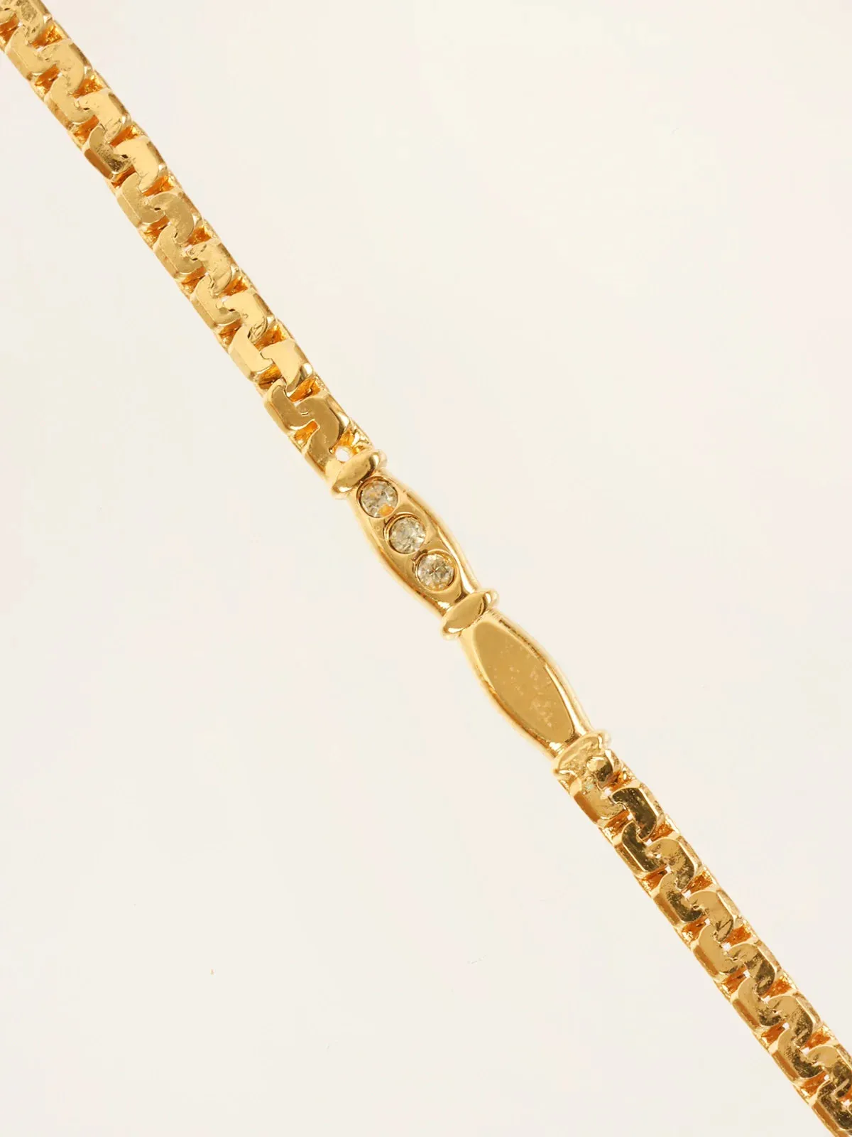 CELINE Rhinestone Chain Necklace Gold