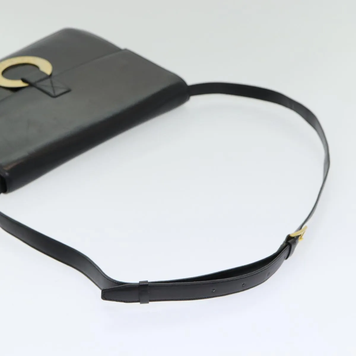 CELINE Shoulder Bag Leather Black Gold Auth 86257