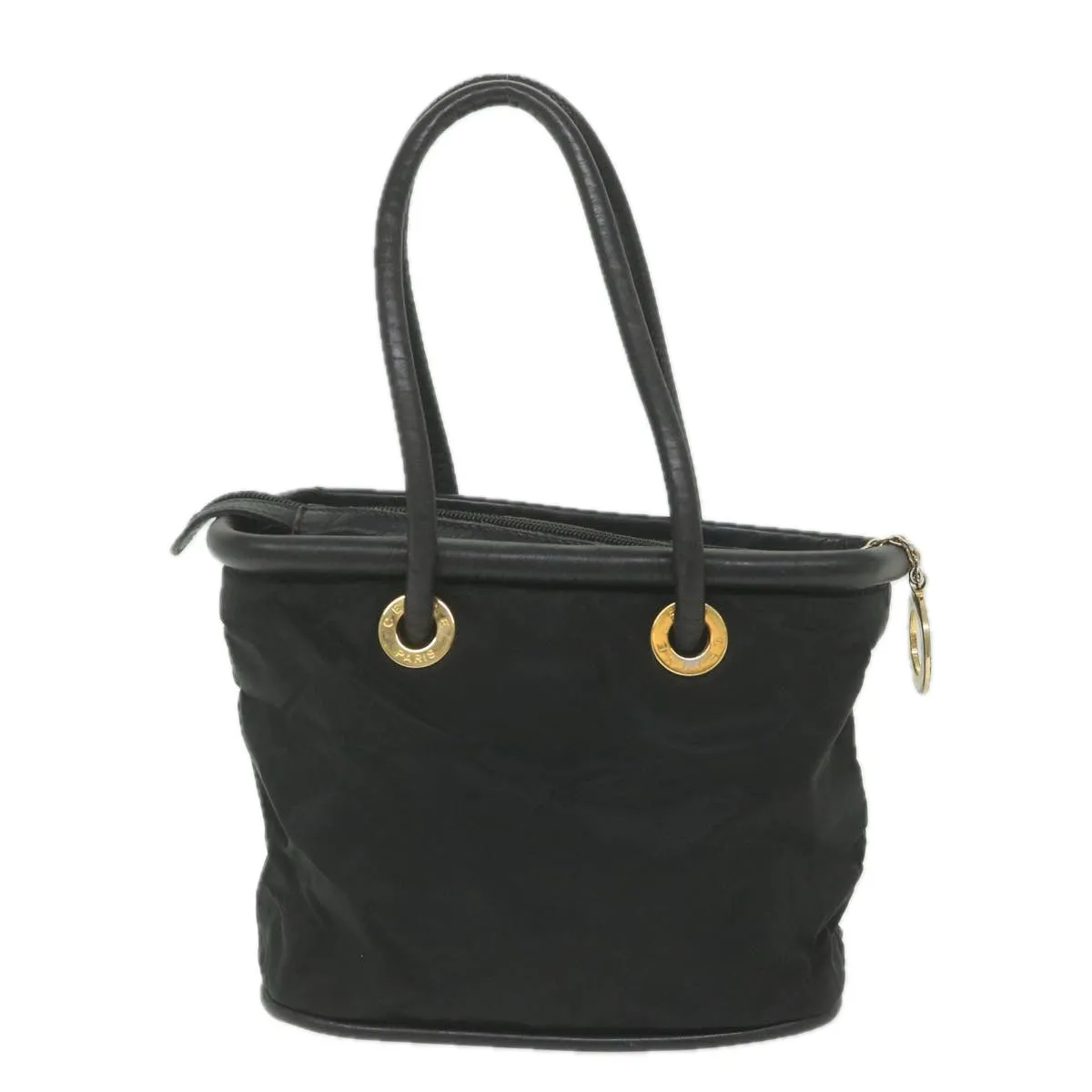 CELINE Shoulder Bag Nylon Black Auth bs10094