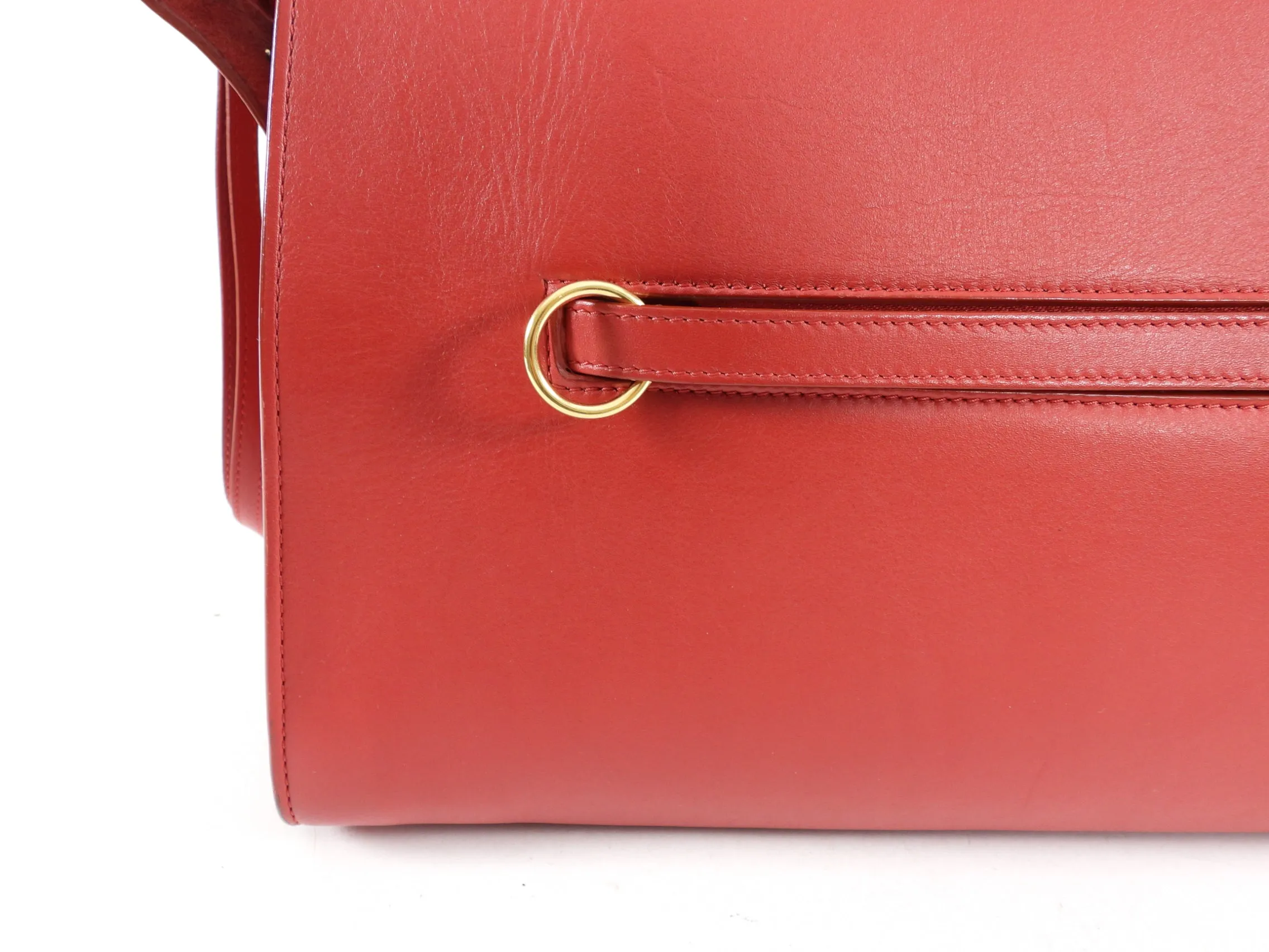 Celine Smooth Red Leather Small Ring Bag