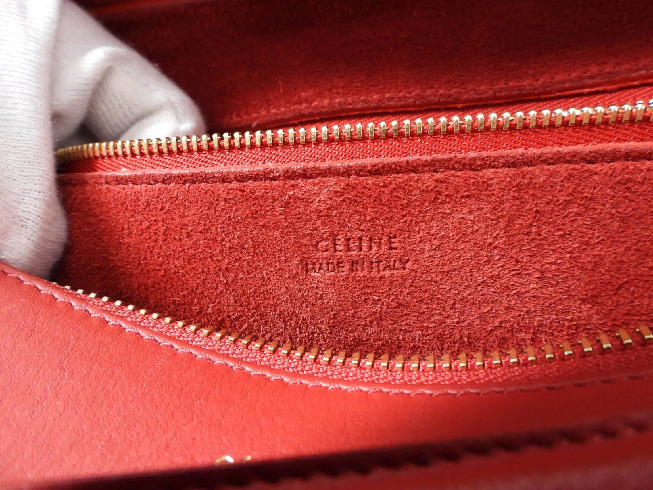 Celine Smooth Red Leather Small Ring Bag