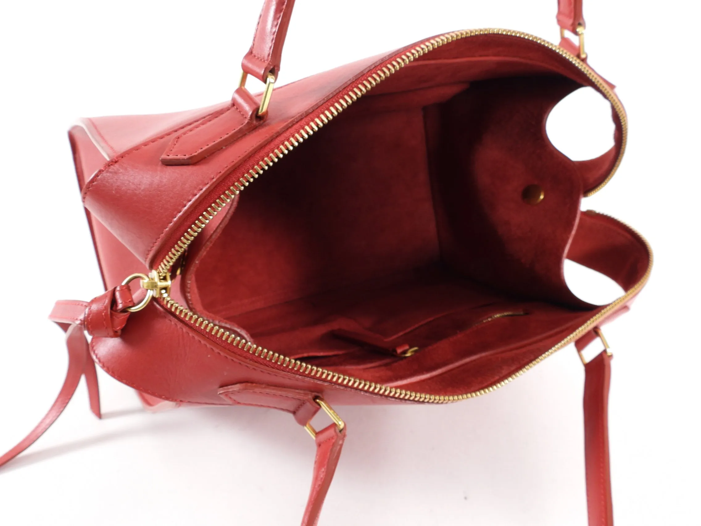 Celine Smooth Red Leather Small Ring Bag