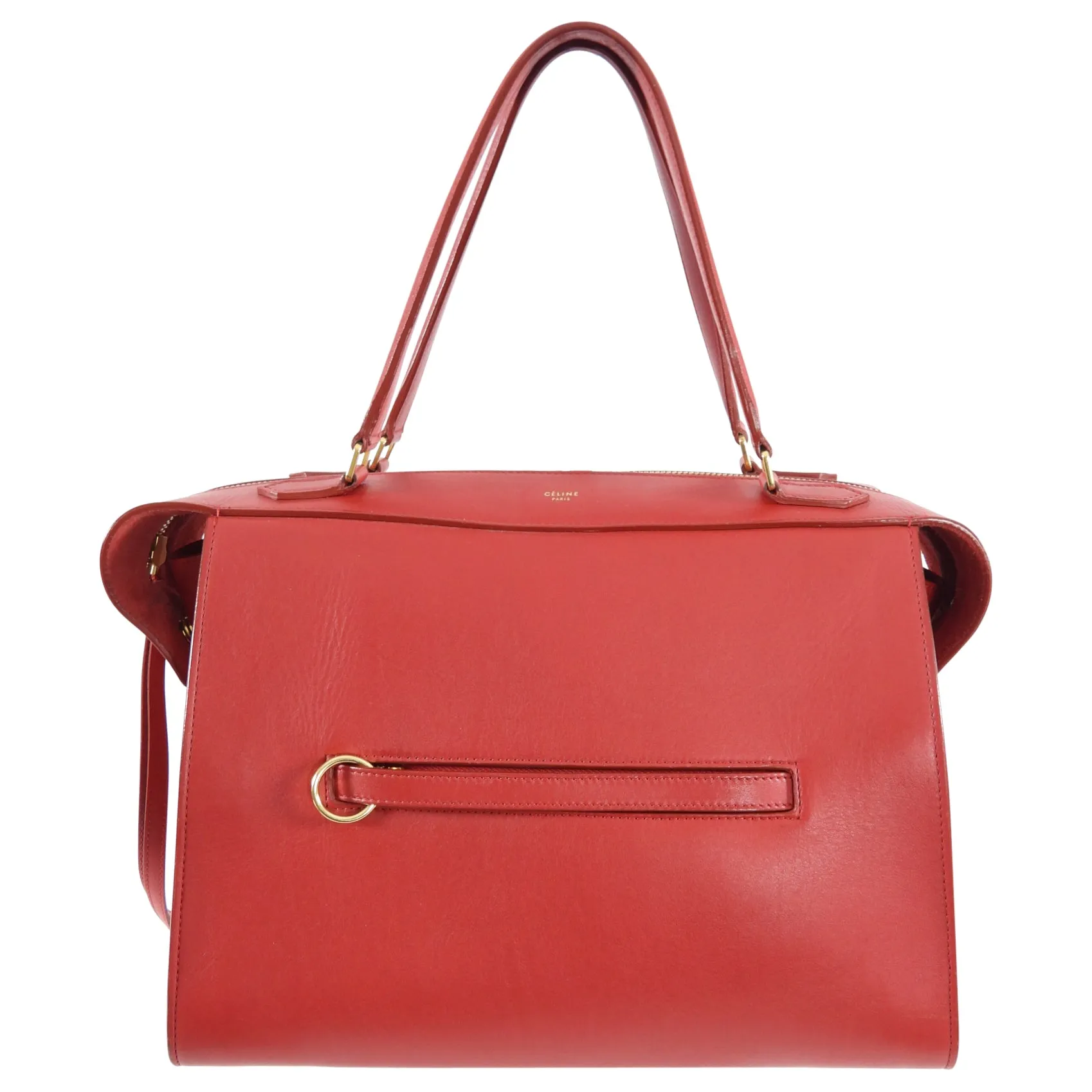 Celine Smooth Red Leather Small Ring Bag