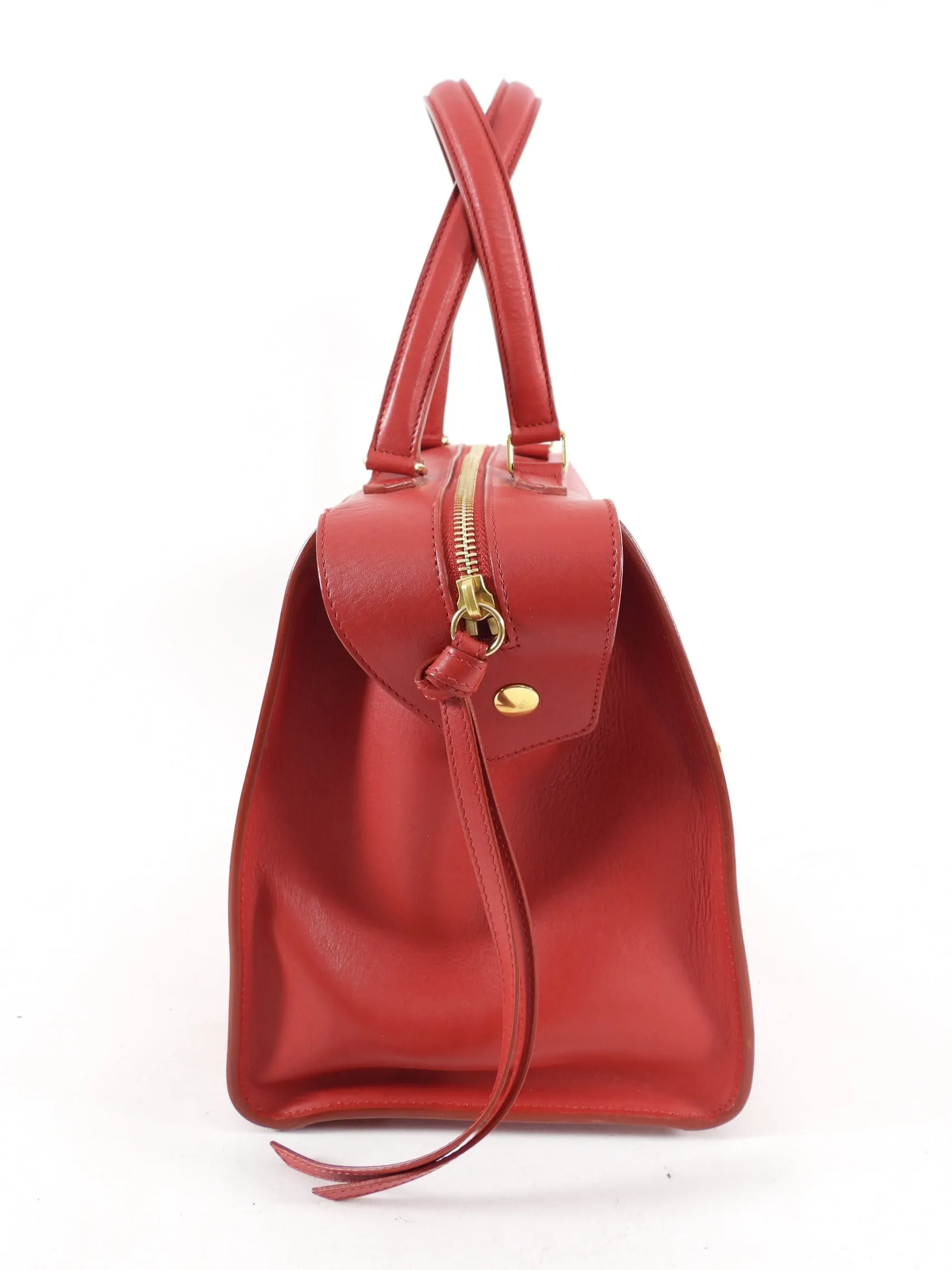 Celine Smooth Red Leather Small Ring Bag