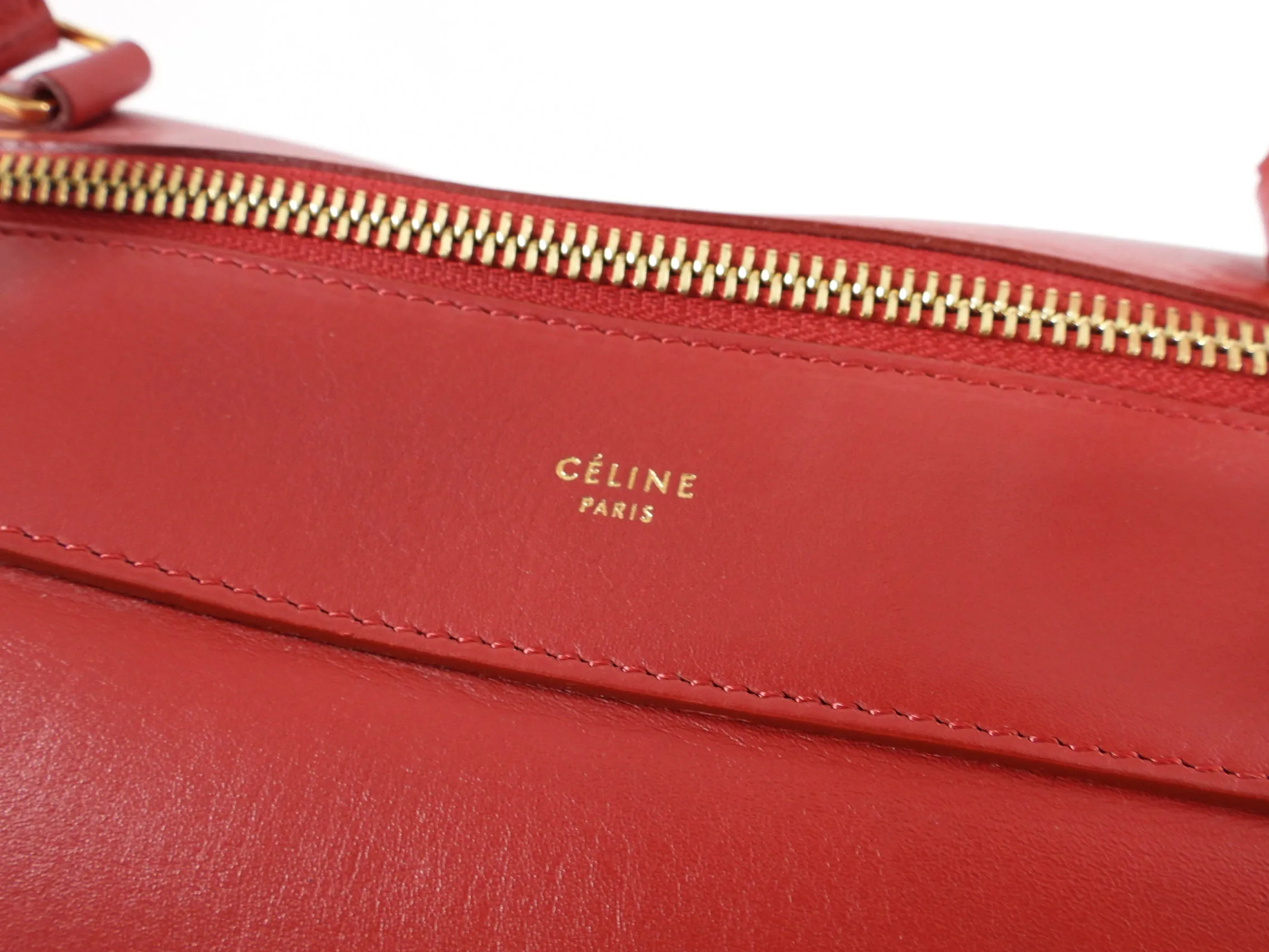 Celine Smooth Red Leather Small Ring Bag