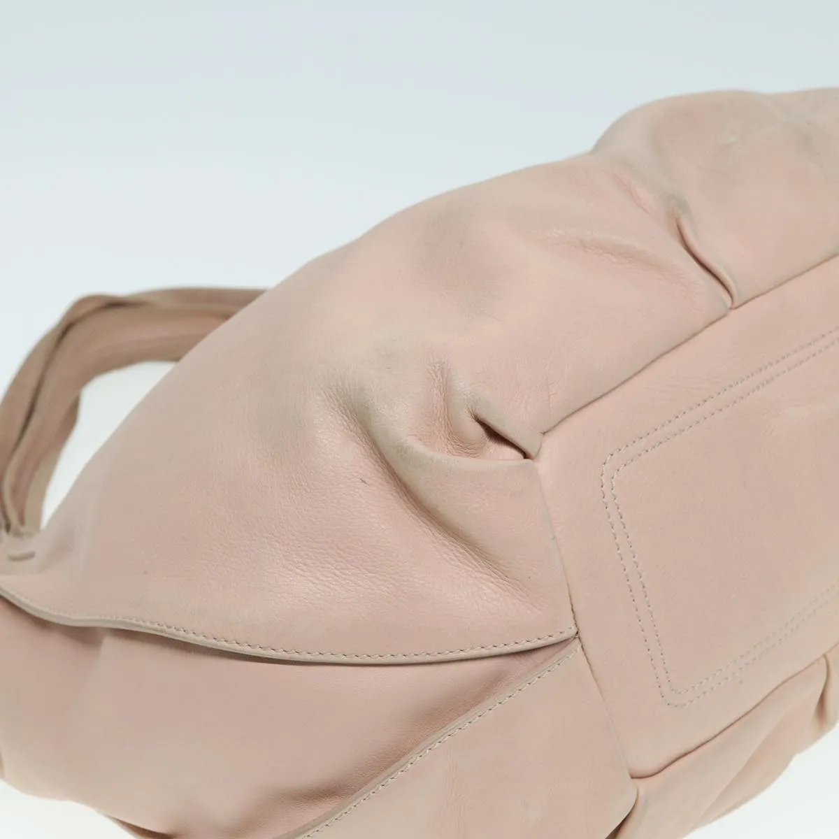 CELINE Tote Bag Leather Beige Auth 78835