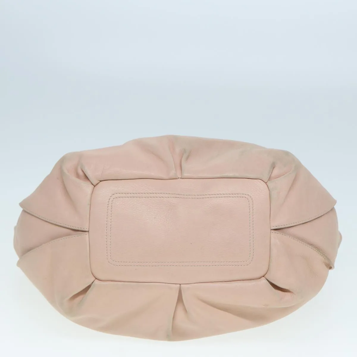 CELINE Tote Bag Leather Beige Auth 78835