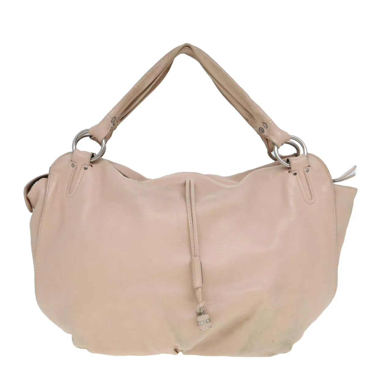 CELINE Tote Bag Leather Beige Auth 78835
