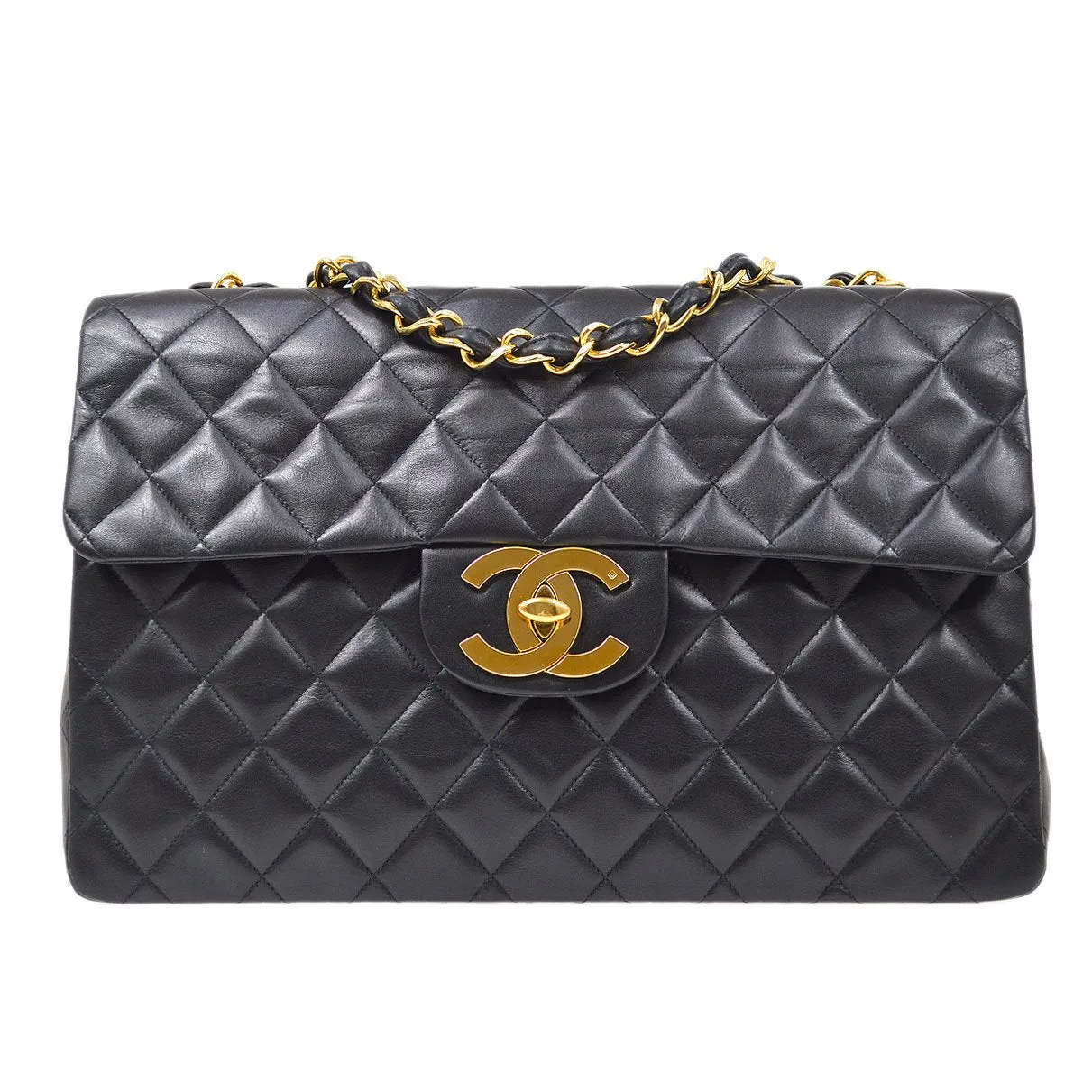 Chanel 1994-1996 Classic Flap Maxi Black Lambskin 70770