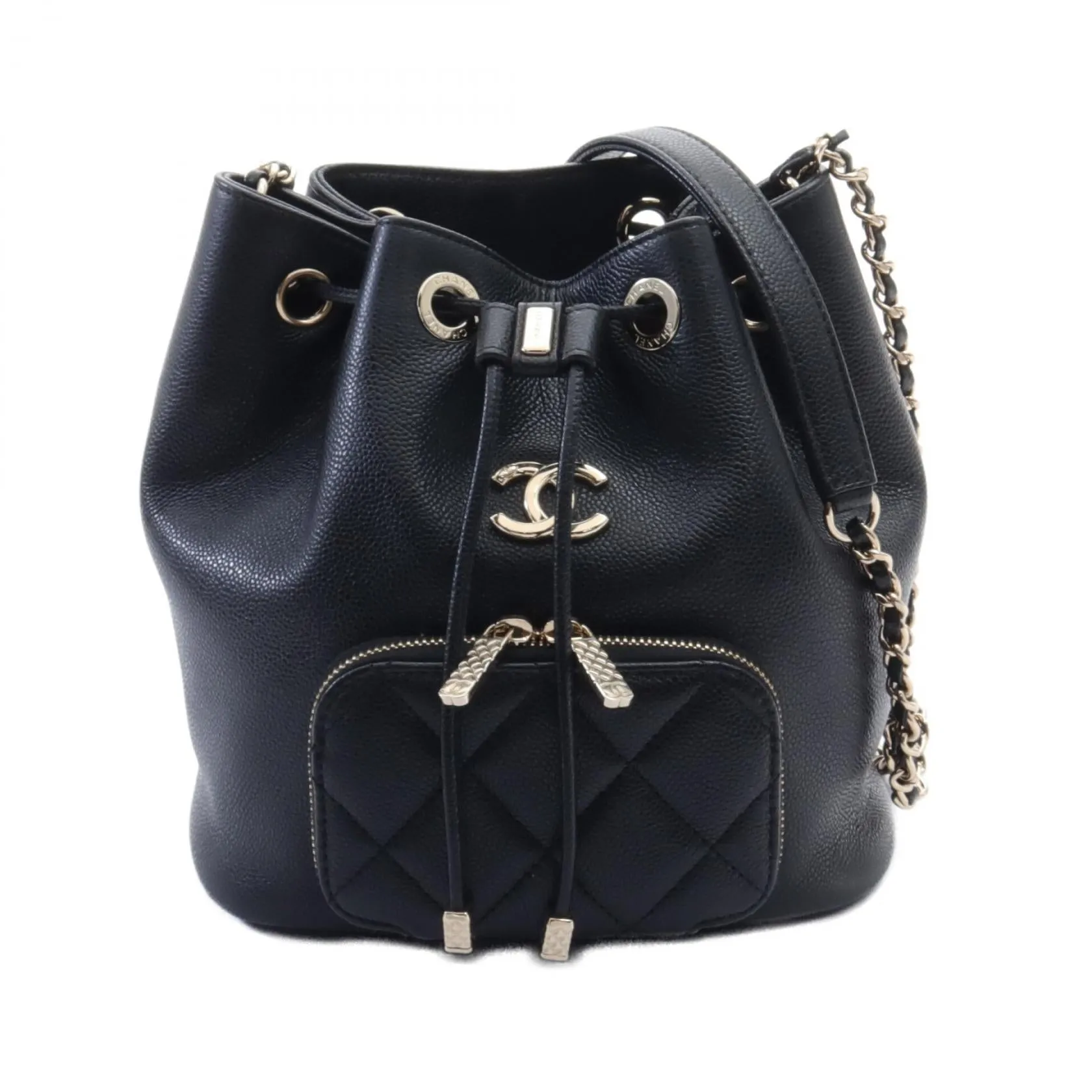 Chanel Matelasse Bucket Shoulder Bag Black